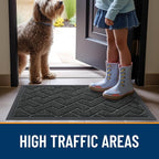 OLANLY Front Door Mat Outside 47x23, All-Season Absorbent Rubber Doormat | Black - Image 8