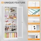 Locking Display Cabinet with Glass Door, 71”H Metal Curio Cabinets with - Image 7