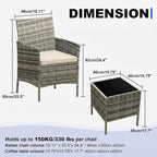 GarveeLife 3 Piece Patio Furniture Set, Rattan Outdoor Furniture - Image 2