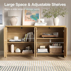 Fluted Cabinet with 3D Ripple Doors, 57.9" W Storage Cabinet with Adjustable - Image 5