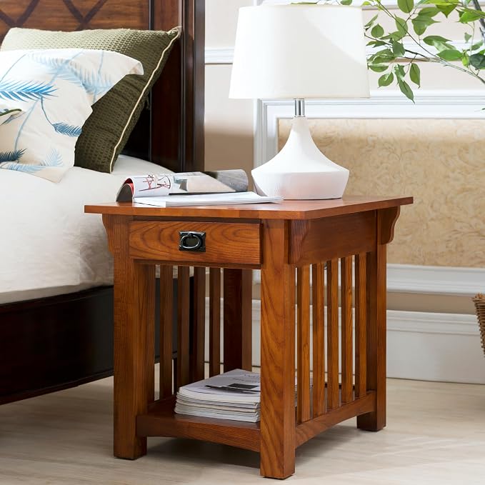 Leick Home Mission End Table, Solid Wood Construction, 1 Storage Drawer - Image 4