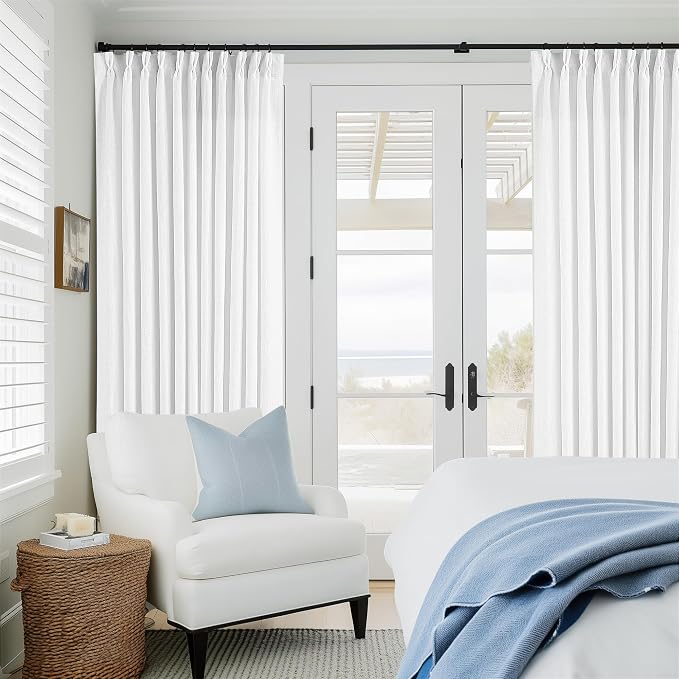 Snow White Pinch Pleat Semi Sheer Linen Curtains W70xL120 1 Panel | Light - Image 6