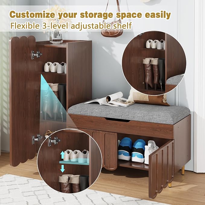 3More Shoe Organizer Cabinet, Entryway Bench - Image 5