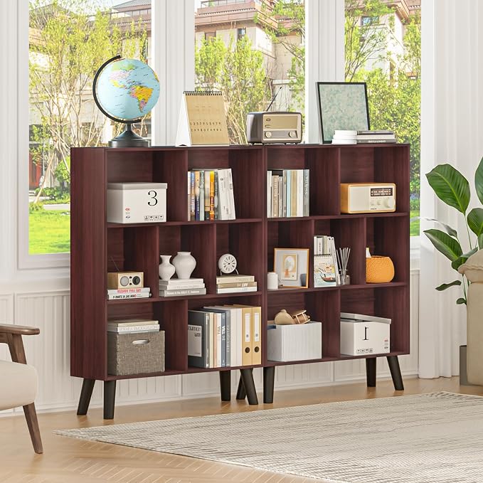 YAHARBO Walnut Bookshelf, 3 Tier Book Shelf - Image 8