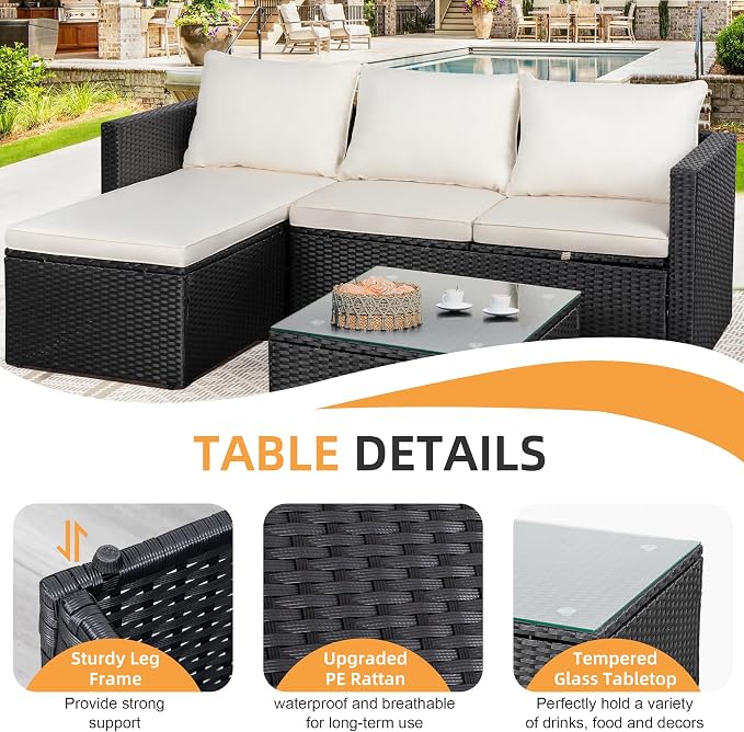 Shintenchi 4 Pieces Patio Furniture Sets, Outdoor Sofa Patio Sectional Sets All - Image 8