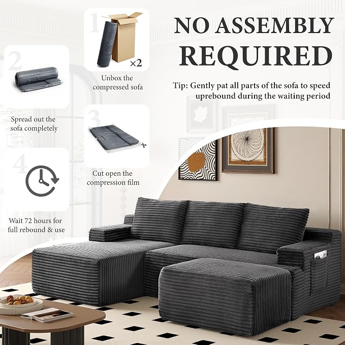 96" Sectional Couches for Living Room Cloud Couch Sofa - Image 6