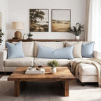 MIULEE Decorative Linen Lumbar Pillow Cover 14x36 Inch Light Blue | Boho - Image 4