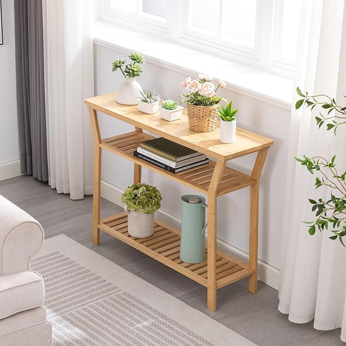 Nnewvante Bamboo Console Table, 38.6" Entryway Table - Image 6