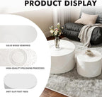 Round Nesting Coffee Table Set of 2, Circle Coffee Tables - Image 3