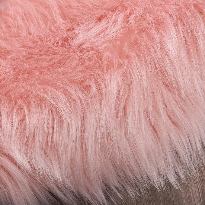 Latepis Pink Faux Fur 7'10"x9'10" Area Rug, Soft Plush Faux Fur Sheepskin Rugs - Image 6