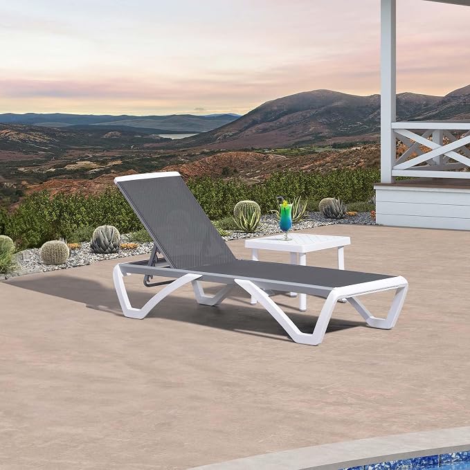 PURPLE LEAF Patio Chaise Lounge Chair Set Outside Aluminum Plastic Stackable - Image 2