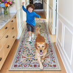 HEBE Hallway Runner Rug 2'x8', Washable Non Slip Kitchen Rug Runner | Soft Boho - Image 8