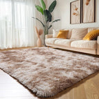 Amdrebio Beige Tan Furry Plush Area Rug 5x7 - Image 5