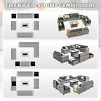 ovios 13 Pieces Patio Furniture Set, Outdoor Wicker Sectional Sofa - Image 2