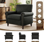 Nailhead Trim Accent Chair, Faux Leahter Mid Century Modern Living Room Arm - Image 8