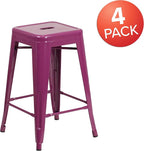 Flash Furniture Kai Commercial Grade 4 Pack 24" High Backless Purple - Image 2