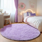Light Purple Round Rug 4ft, Fluffy Soft Circle Area Rugs - Image 5