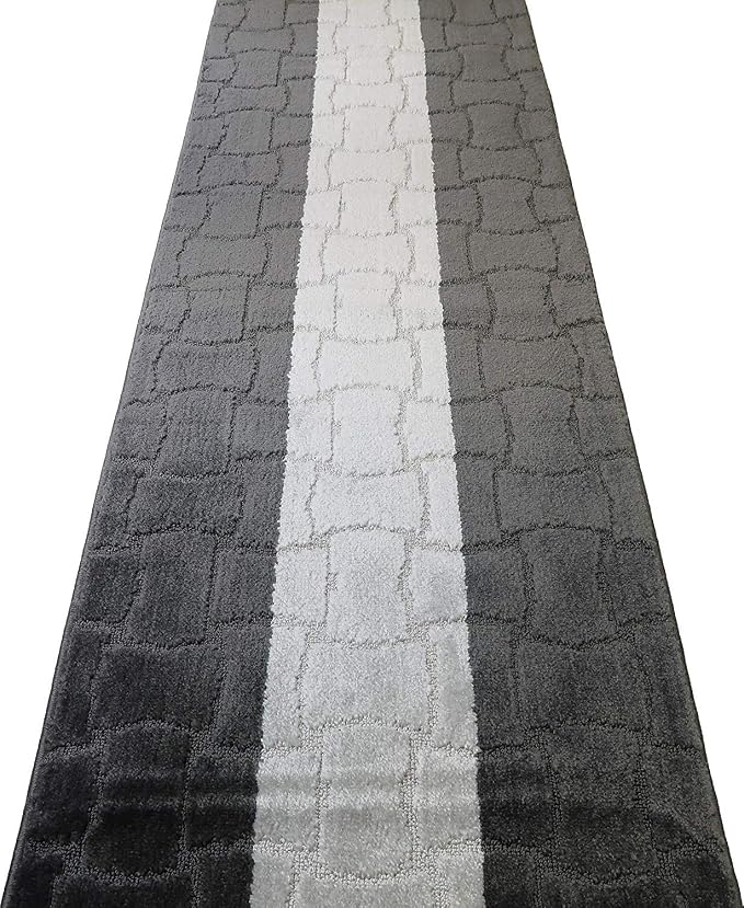 Custom Length Hallway Runner Rug, Slip Resistant, Puzzle Anthracite, 26 Inch X - Image 6