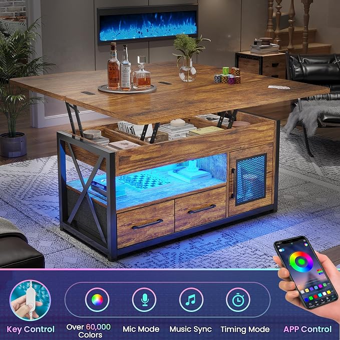 Itaar 40" Lift Top Coffee Table, 4 in 1 Coffee Tables - Image 5