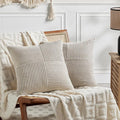 Fancy Homi 2 Packs Neutral Taupe Euro Decorative Throw Pillow Covers 28x28 Inch by Fancy+Homi