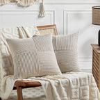Fancy Homi 2 Packs Neutral Taupe Euro Decorative Throw Pillow Covers 28x28 Inch by Fancy+Homi