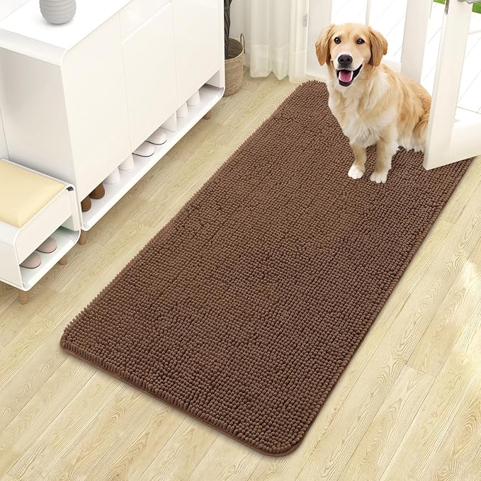 OLANLY Dog Door Mat for Muddy Paws 44x24, Super Absorbent Chenille Mud Mat | by OLANLY