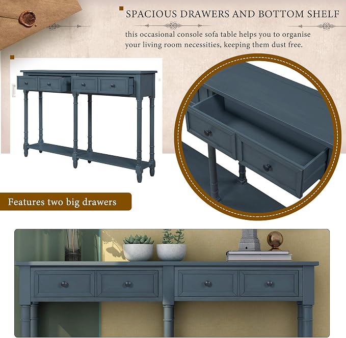 Merax Retro Console Table Sofa Table - Image 6