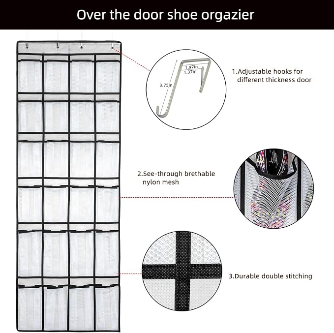 SAVERHO Over the Door Shoe Organizer, Hanging Shoe Organizer - Image 3