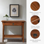 Leick Home Mission Console Table, Solid Wood, 1 Storage Drawer, Bottom Display - Image 7