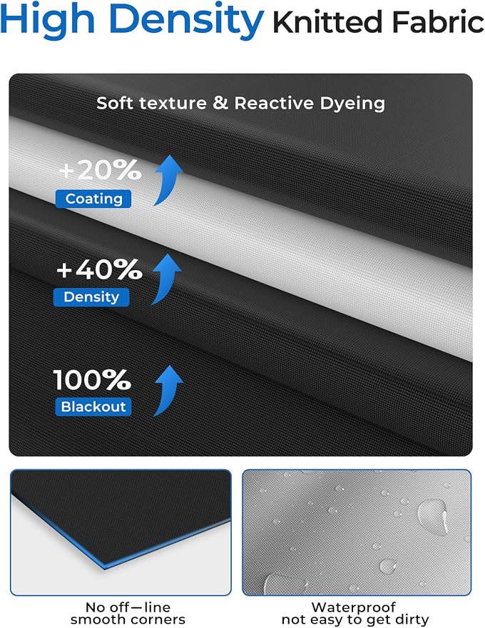 Blackout Curtains 48"x72" Portable No Drill Black Out Window Cover | 100% - Image 7