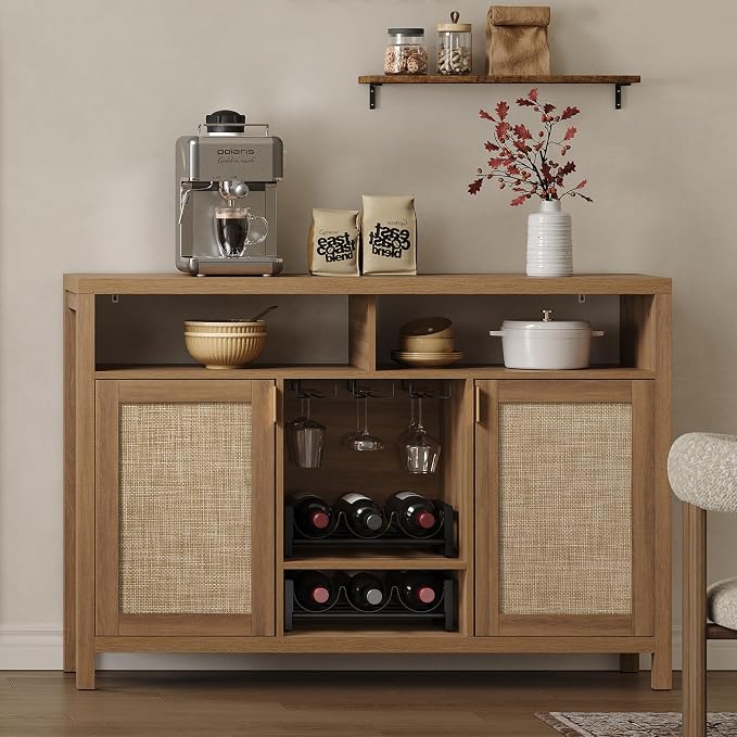 SICOTAS 51" Coffee Bar Cabinet Bar Cart - Image 4