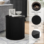 AVZEAR Small Round Side Table Fluted Night Stand Set of 2, Mid Century Modern - Image 4