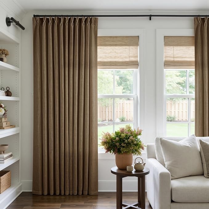 Extra Wide 108 Inch Long Pleat Curtains 70 Inch Wide Dutch Cocoa | Pinch Pleat by Twodrapes