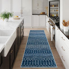Lahome Moroccan Blue Runner Rug 2x6 Rug Non-Slip Stain Resistant Kitchen Rug - Image 5