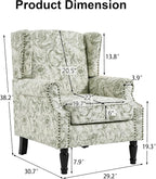 Pia Ricco Set of 2 Floral Accent Chairs, High Back Upholstered Armchairs - Image 2