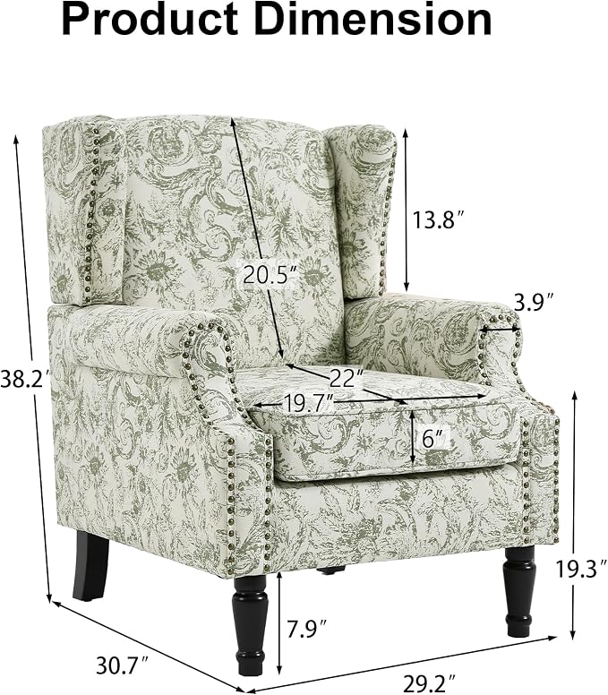 Pia Ricco High Back Floral Accent Chair - Image 2