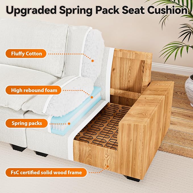 mestyl 36.6 in Modular Sectional Sofa Couch Comfy Ottoman - Image 5