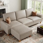 EASE MOOSE Large Seat Faux Leather L Shaped Sofa, Waterproof and by EASEMOOSE