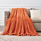 BEDELITE Ribbed Jacquard Burt Orange King Size Blanket - Image 8