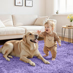 8x10 Fluffy Shag Area Rugs for Living Room Bedroom: Soft Carpet Purple | - Image 4