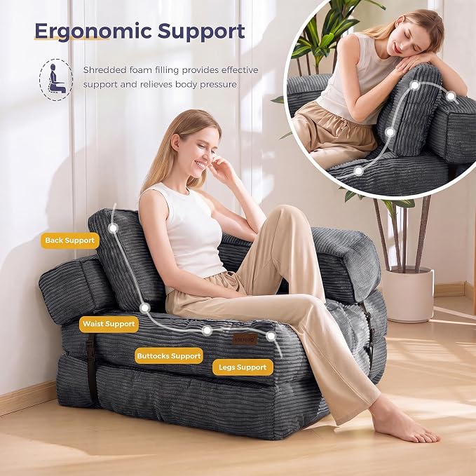 MAXYOYO Folding Sofa Bed, L-Shaped Convertible Sofa Bed - Image 3
