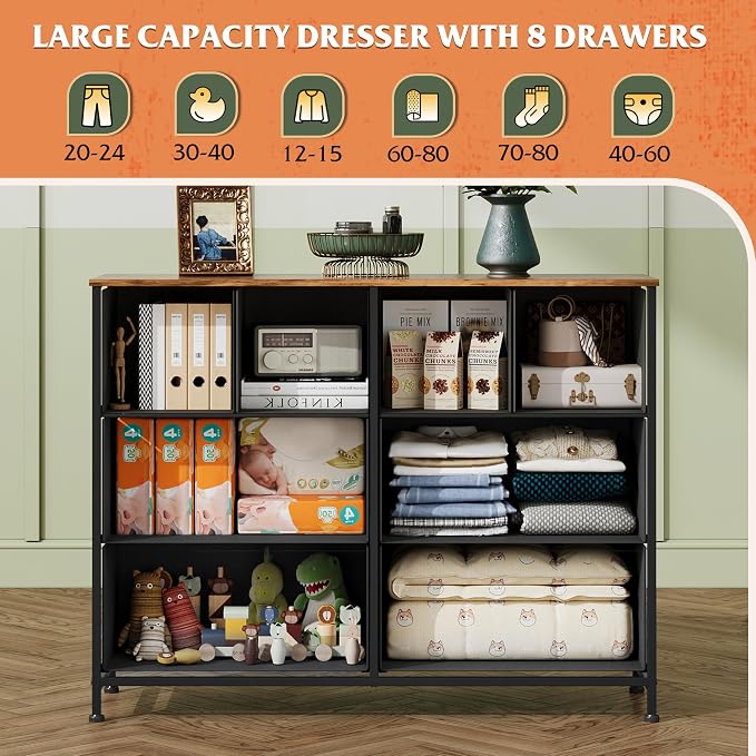 WLIVE Dresser for Bedroom with 8 Drawers, Wide Fabric Dresser for Storage and - Image 4