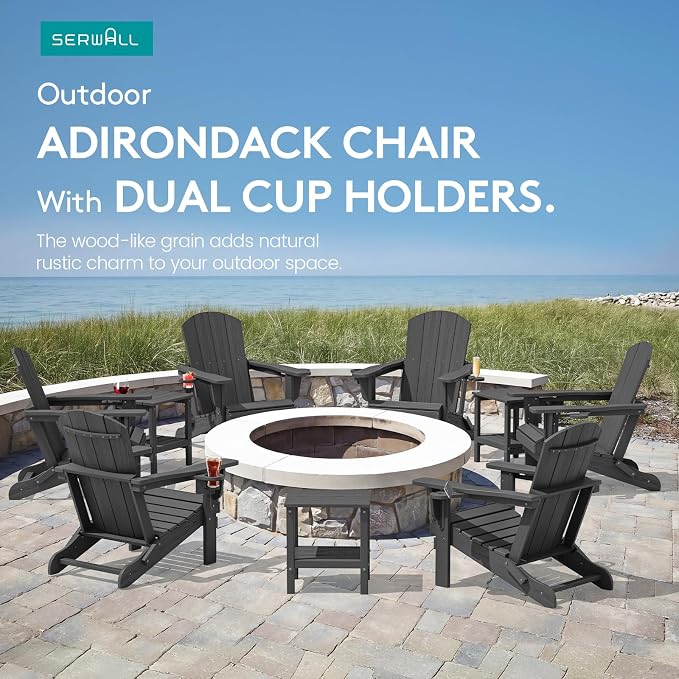 SERWALL Foldable Adirondack Chair, HDPE Adirondack Chair - Image 9