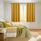 Blackout Curtains for Bedroom, Mustard Yellow 52 x 45 Inch 2 Panels | Thermal - Image 6