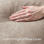 MIULEE Boho Natural Linen Fringe Decorative Euro Throw Pillow Covers 24x24 | - Image 3