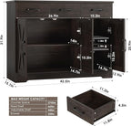 HOSTACK Modern Farmhouse Buffet Sideboard Cabinet, Barn Doors Storage Cabinet - Image 3