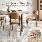 LOONGRUG Round Rug 6x6 Washable Neutral Modern Circle Area Rugs Brown | - Image 4