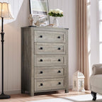 T4TREAM Farmhouse 5 Drawers Dresser Chests - Image 7
