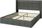 Allewie Queen Size Lift Up Storage Bed, Modern Wingback Headboard, Hydraulic - Image 9