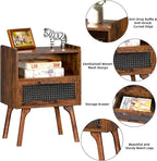 Lerliuo Rattan Nightstands Set of 2, Boho Side Table - Image 8